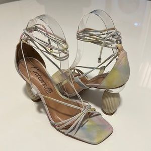 L’Intervalle Multi Coloured Tie Dye Leather Lace Up Heels w/ Creative Heel Sz 36